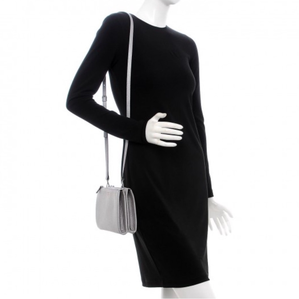 MCM Grained Calfskin Spike Silver Milla Double Crossbody Bag